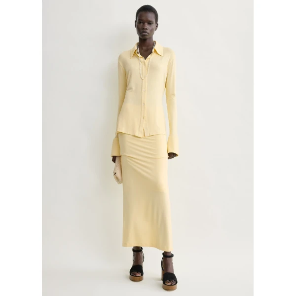Totême Fitted jersey shirt in Buttercup - Tops - Scandinavian Minimalist Luxury at Luxury Shoes 