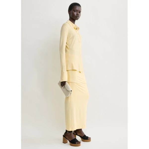Totême Fitted jersey shirt in Buttercup - Tops - Scandinavian Minimalist Luxury at Luxury Shoes 