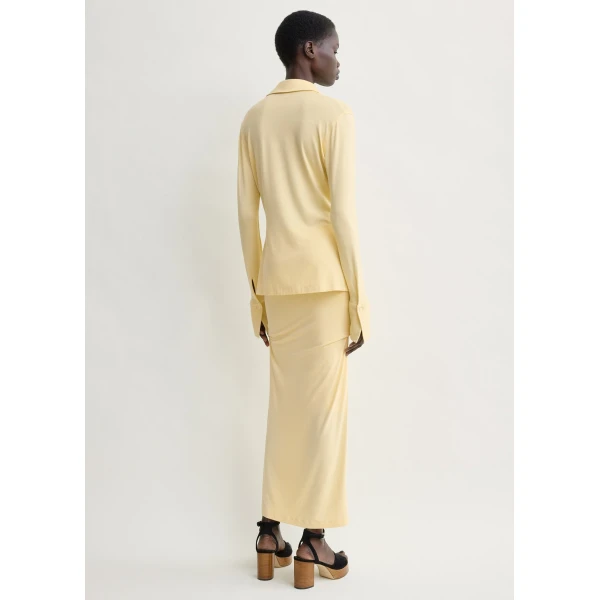 Totême Fitted jersey shirt in Buttercup - Tops - Scandinavian Minimalist Luxury at Luxury Shoes 