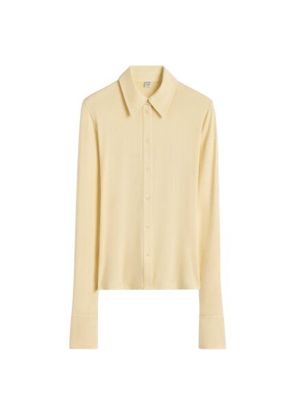 Totême Fitted jersey shirt in Buttercup - Tops - Scandinavian Minimalist Luxury at Luxury Shoes 