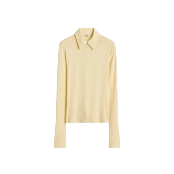 Totême Fitted jersey shirt in Buttercup - Tops - Scandinavian Minimalist Luxury at Luxury Shoes 