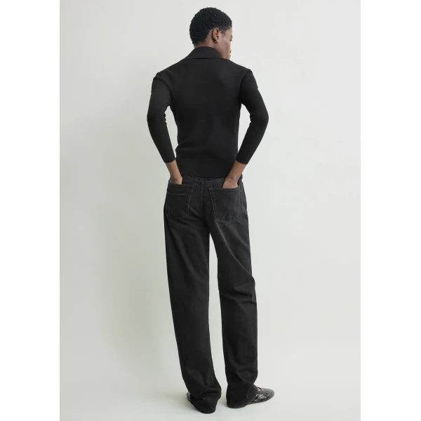 Totême Fitted polo cardigan in Black - Knitwear - Scandinavian Minimalist Luxury at Luxury Shoes 