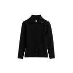 Totême Fitted polo cardigan in Black - Knitwear - Scandinavian Minimalist Luxury at Luxury Shoes 