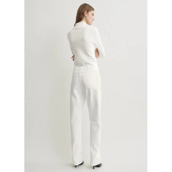 Totême Fitted polo cardigan in Off-white - Knitwear - Scandinavian Minimalist Luxury at Luxury Shoes 