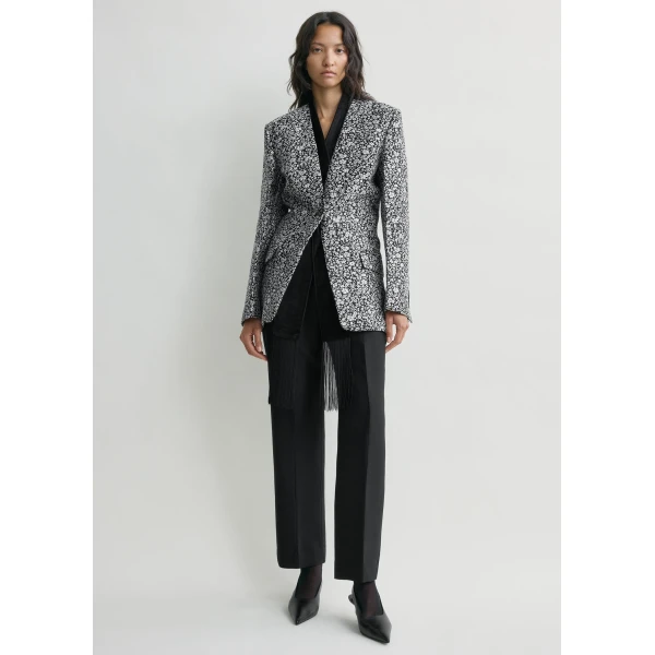 Totême Floral slouch blazer in White / Black - Jackets - Scandinavian Minimalist Luxury at Luxury Shoes 