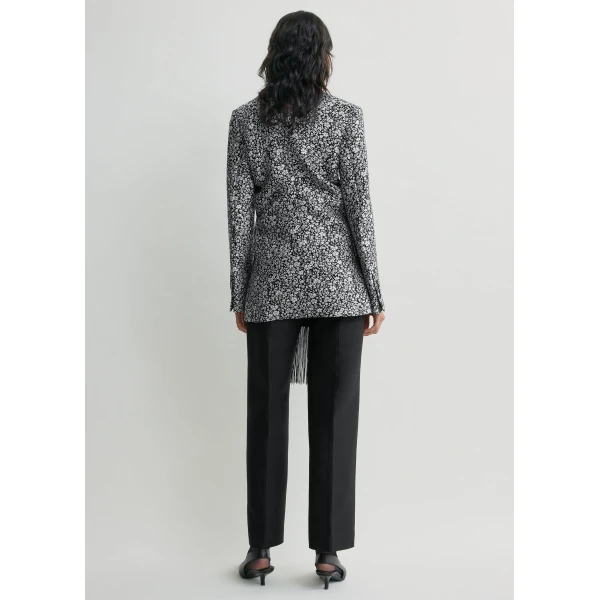 Totême Floral slouch blazer in White / Black - Jackets - Scandinavian Minimalist Luxury at Luxury Shoes 