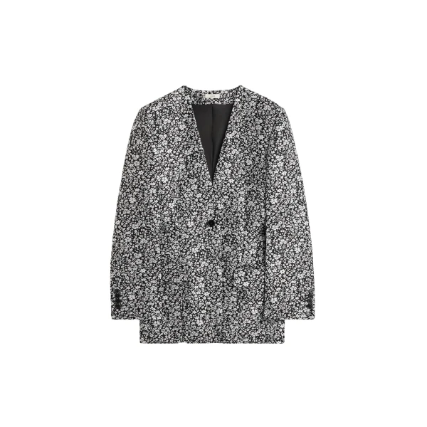 Totême Floral slouch blazer in White / Black - Jackets - Scandinavian Minimalist Luxury at Luxury Shoes 