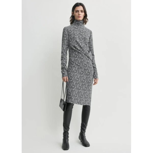 Totême Floral twist dress in Black / White - Dresses - Scandinavian Minimalist Luxury at Luxury Shoes 