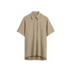 Totême Fluid polo shirt in Overcast beige - Tops - Scandinavian Minimalist Luxury at Luxury Shoes 