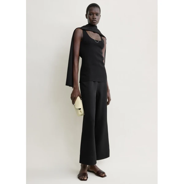 Totême Fluid satin trousers in Black - Pants - Scandinavian Minimalist Luxury at Luxury Shoes 