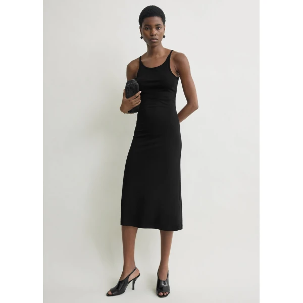 Totême Fluid slip dress in Black - Dresses - Scandinavian Minimalist Luxury at Luxury Shoes 