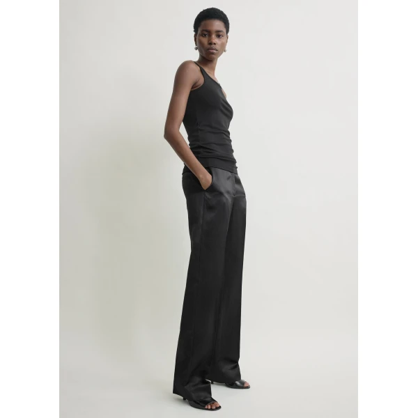 Totême Fluid slip top in Black - Tops - Scandinavian Minimalist Luxury at Luxury Shoes 