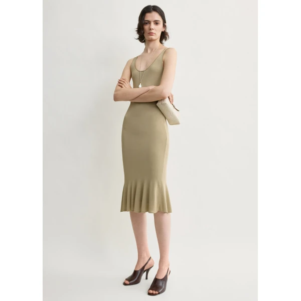 Totême Fluted hem dress in Desert - Dresses - Scandinavian Minimalist Luxury at Luxury Shoes 