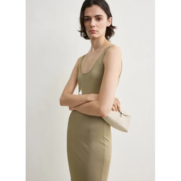 Totême Fluted hem dress in Desert - Dresses - Scandinavian Minimalist Luxury at Luxury Shoes 