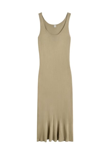 Totême Fluted hem dress in Desert - Dresses - Scandinavian Minimalist Luxury at Luxury Shoes 