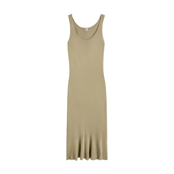 Totême Fluted hem dress in Desert - Dresses - Scandinavian Minimalist Luxury at Luxury Shoes 