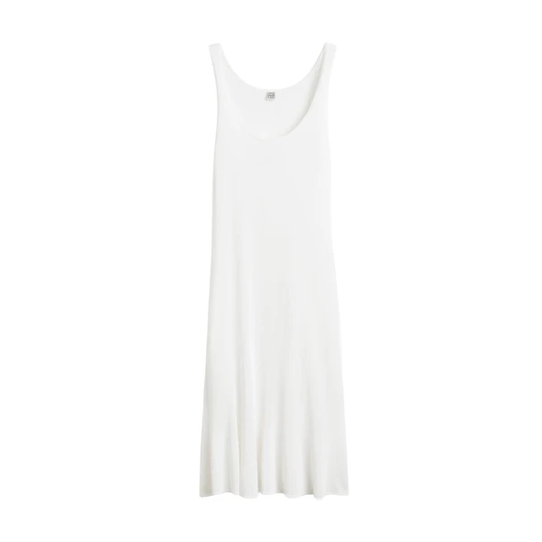 Totême Fluted hem dress in Optic white - Dresses - Scandinavian Minimalist Luxury at Luxury Shoes 
