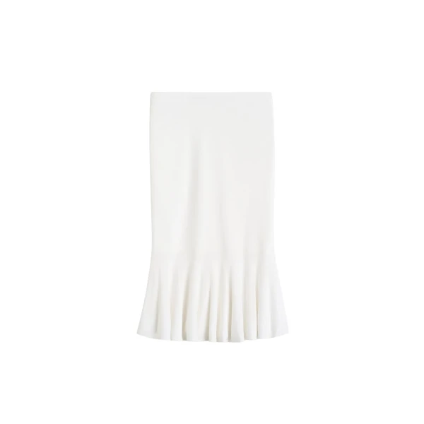 Totême Fluted knit skirt in Optic white - Skirts - Scandinavian Minimalist Luxury at Luxury Shoes 