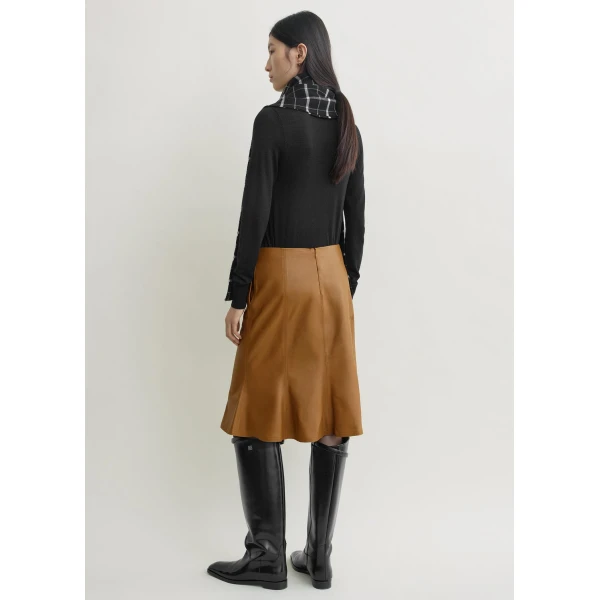 Totême Fluted leather skirt in Copper - Skirts - Scandinavian Minimalist Luxury at Luxury Shoes 