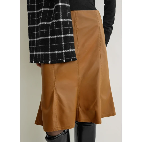 Totême Fluted leather skirt in Copper - Skirts - Scandinavian Minimalist Luxury at Luxury Shoes 