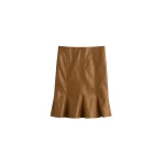 Totême Fluted leather skirt in Copper - Skirts - Scandinavian Minimalist Luxury at Luxury Shoes 