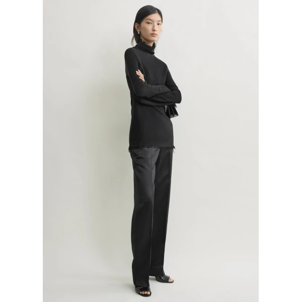 Totême Frayed-edge slim top in Black - Tops - Scandinavian Minimalist Luxury at Luxury Shoes 