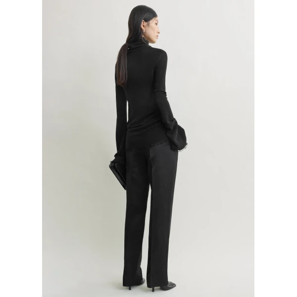 Totême Frayed-edge slim top in Black - Tops - Scandinavian Minimalist Luxury at Luxury Shoes 