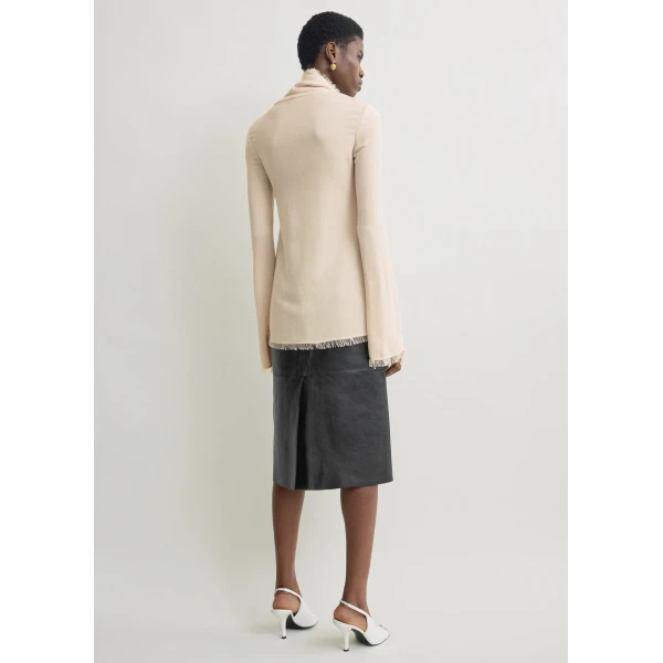 Totême Frayed-edge slim top in Stone - Tops - Scandinavian Minimalist Luxury at Luxury Shoes 