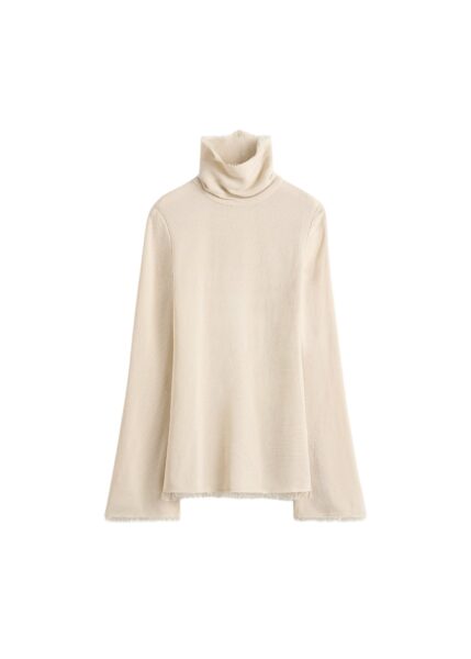 Totême Frayed-edge slim top in Stone - Tops - Scandinavian Minimalist Luxury at Luxury Shoes 