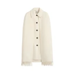 Totême Fringe cape coat in Winter white - Jackets - Scandinavian Minimalist Luxury at Luxury Shoes 