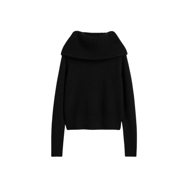 Totême Funnel wool knit in Black - Knitwear - Scandinavian Minimalist Luxury at Luxury Shoes 