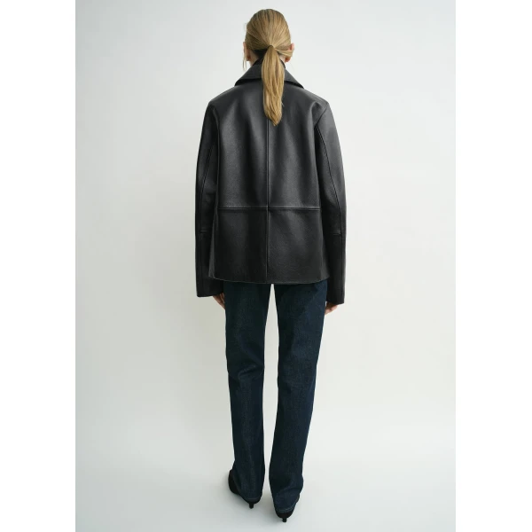 Totême Grained leather jacket in Black - Jackets - Scandinavian Minimalist Luxury at Luxury Shoes 