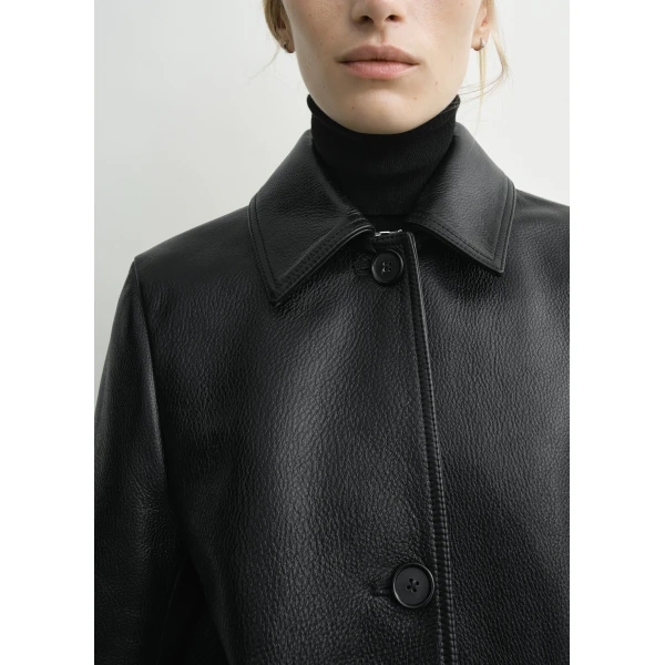 Totême Grained leather jacket in Black - Jackets - Scandinavian Minimalist Luxury at Luxury Shoes 