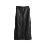 Totême Grained-leather straight skirt in Black - Skirts - Scandinavian Minimalist Luxury at Luxury Shoes 