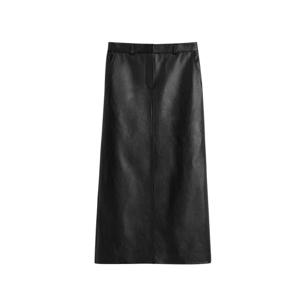 Totême Grained-leather straight skirt in Black - Skirts - Scandinavian Minimalist Luxury at Luxury Shoes 