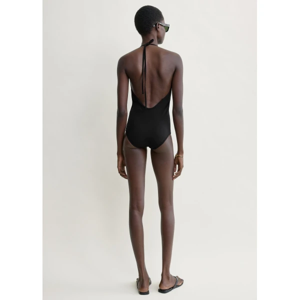 Totême Halter tie swimsuit in Black - Beachwear - Scandinavian Minimalist Luxury at Luxury Shoes 