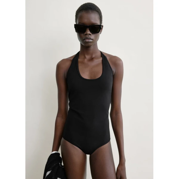 Totême Halter tie swimsuit in Black - Beachwear - Scandinavian Minimalist Luxury at Luxury Shoes 