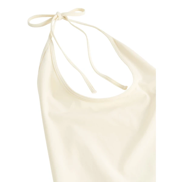 Totême Halter tie swimsuit in Ecru - Beachwear - Scandinavian Minimalist Luxury at Luxury Shoes 