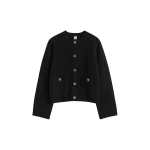 Totême Hammered button cardigan in Black - Knitwear - Scandinavian Minimalist Luxury at Luxury Shoes 