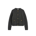Totême Hammered button cardigan in Charcoal - Knitwear - Scandinavian Minimalist Luxury at Luxury Shoes 