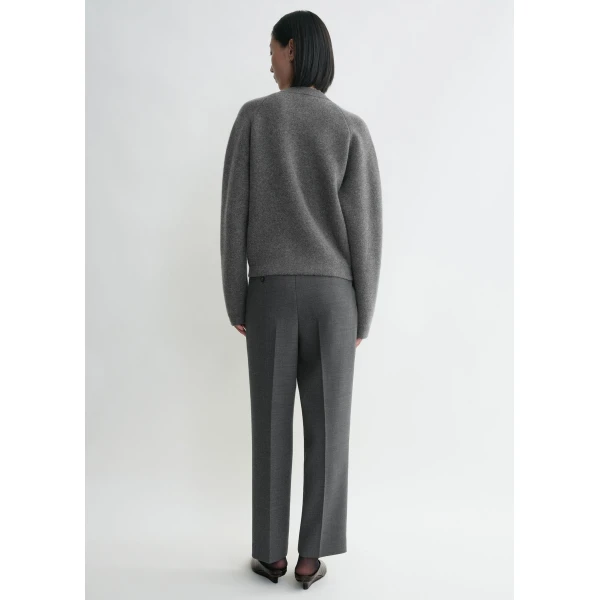 Totême Hammered button cardigan in Grey melange - Tops - Scandinavian Minimalist Luxury at Luxury Shoes 