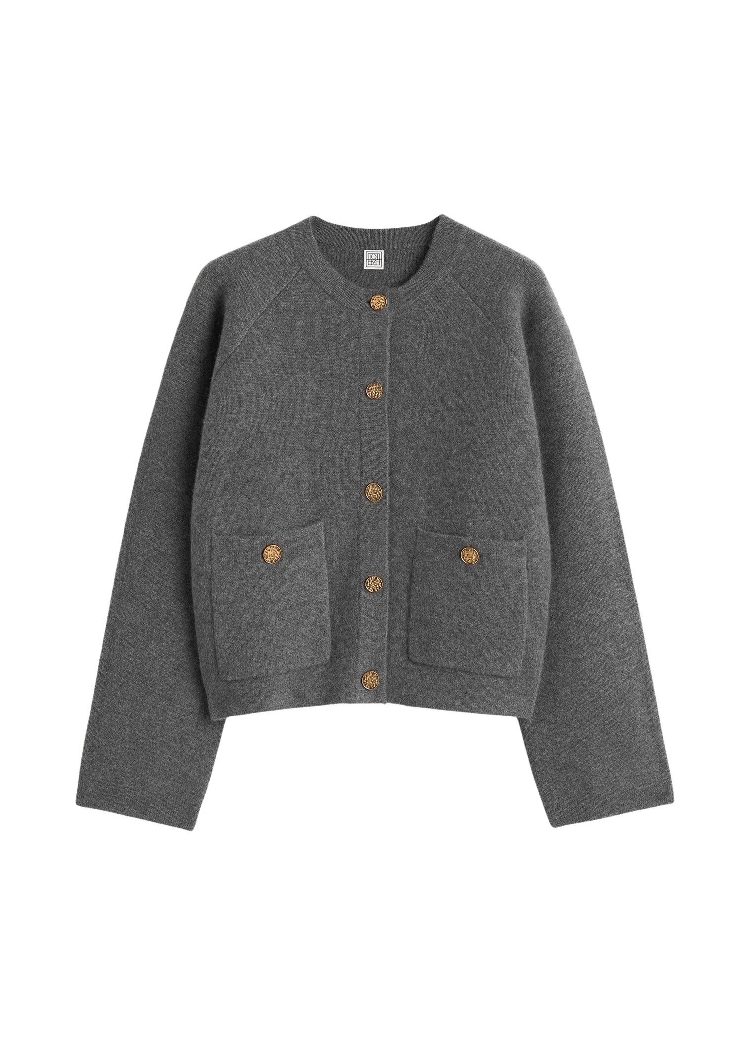 Toteme-Hammered-button-cardigan-in-Grey-melange55460_nobg Totême Hammered button cardigan in Grey melange - Tops - Scandinavian Minimalist Luxury at Luxury Shoes