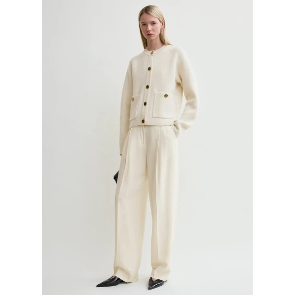 Totême Hammered button cardigan in Milk - Knitwear - Scandinavian Minimalist Luxury at Luxury Shoes 