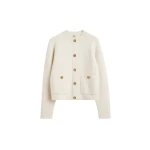 Totême Hammered button cardigan in Milk - Knitwear - Scandinavian Minimalist Luxury at Luxury Shoes 