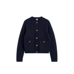 Totême Hammered button cardigan in Navy - Knitwear - Scandinavian Minimalist Luxury at Luxury Shoes 