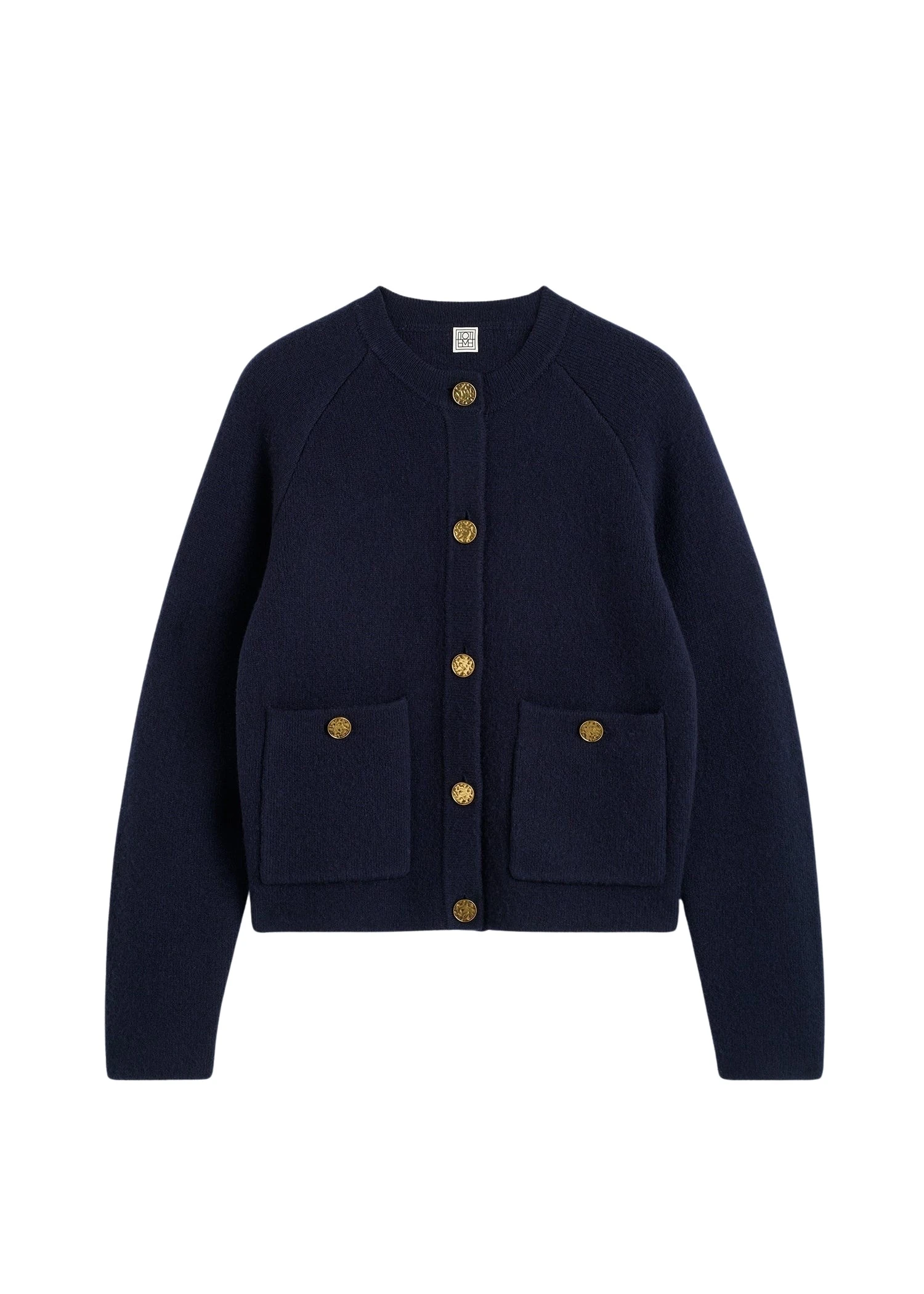Toteme-Hammered-button-cardigan-in-Navy30909_nobg Totême Hammered button cardigan in Navy - Knitwear - Scandinavian Minimalist Luxury at Luxury Shoes