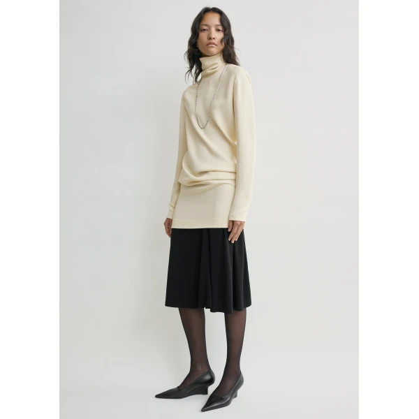 Totême High-neck twist blouse in Ecru - Tops - Scandinavian Minimalist Luxury at Luxury Shoes 