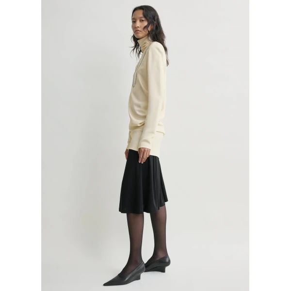Totême High-neck twist blouse in Ecru - Tops - Scandinavian Minimalist Luxury at Luxury Shoes 