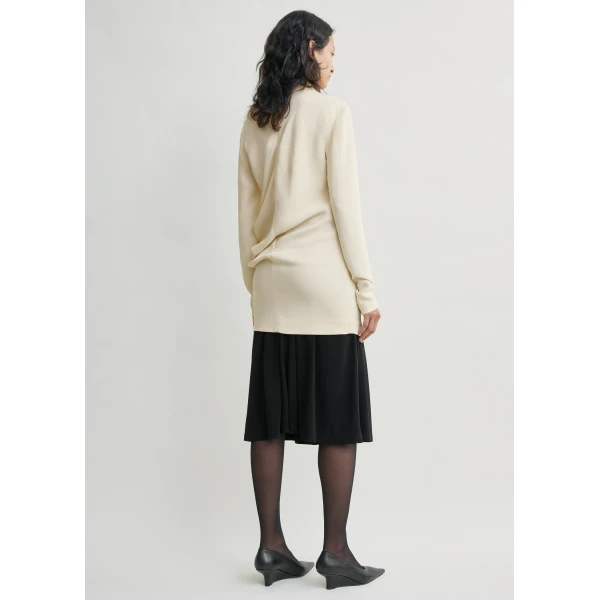 Totême High-neck twist blouse in Ecru - Tops - Scandinavian Minimalist Luxury at Luxury Shoes 