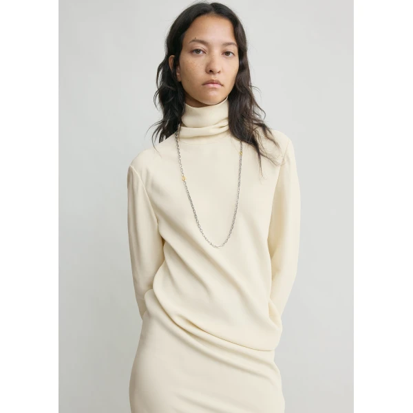 Totême High-neck twist blouse in Ecru - Tops - Scandinavian Minimalist Luxury at Luxury Shoes 